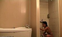 Skinny Brunette MASTURBATES Intensely in Shower