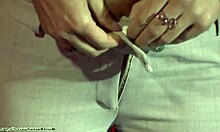 horny milf with saggy tits slips into see-through lingerie at changing room