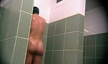 clever naked babe spots hidden cam in shower