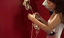 Breath taking bimbo is about to get naked and jumped under the shower