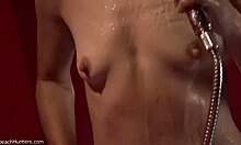 Sexy teen blonde relaxes under shower spied on hidden cam