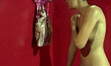 Young Abbe enjoys water dripping on her naked body in shower