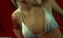 skinny blonde decides to masturbate her cunt in a public shower