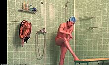 Naked Babe Shaves Pussy in Shower