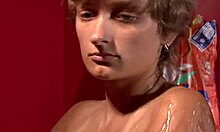 Blonde with perfect body spied on while washing up