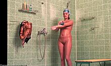 athletic babe caught wild on hidden shower cam!