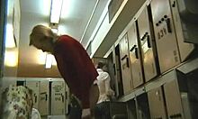 Naive blonde milf undresses and removes her panties on hidden cam