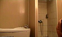 Beautiful brunette babe spied steamy shower scene with perfect body