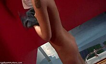 Stunning Blonde Bimbo Slides Skirt Off in Changing Room