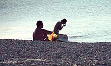 stunning brunette girlfriend steps naked from water, caught on hidden cam