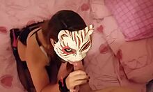 Girlfriend in kitty mask doggystyle