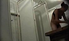 Spying on a Horny Asian Milf Showering Naked in Public