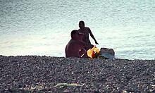 stunning brunette girlfriend steps naked from water, caught on hidden cam