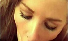 brunette with beautiful eyes worships giant dick in pov