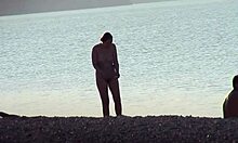 stunning brunette girlfriend steps naked from water, caught on hidden cam