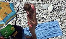 Blond GF Rubs Back Before Bikini Slip