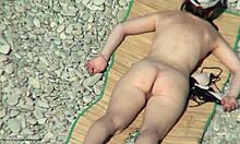 trimmed pussy amateur sunbathing with tight butt on display