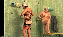 Look at these babes showering. Their perfect bodies are so horny.