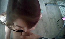 Toned Brunette with Trimmed Hair Getting Photographed from Behind in Point of View