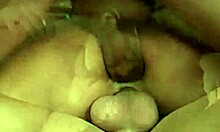 brunette in stockings gets hardcore dp on couch