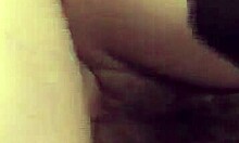 brunette in stockings gets hardcore dp on couch