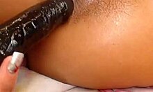 Tanned Bombshell Drives Medium Toy Deep into Her Tight Yearning Asshole.