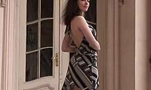 Busty Brunette Poses Naked After Removing Dress