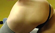 big ass brunette slides her panties to the side to enjoy hardcore fingering