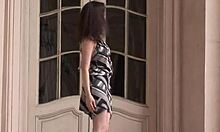 Busty Brunette Poses Naked After Removing Dress