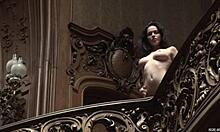 Curly-Haired Brunette Girlfriend Struts Naked Near Opera House!