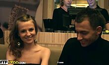 Stylish Brunette Girlfriend Enjoys Romantic Dinner with Kinky Partner