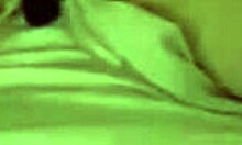 brunette with big natural tits decides to masturbate with her legs spread