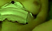 brunette with big natural tits decides to masturbate with her legs spread