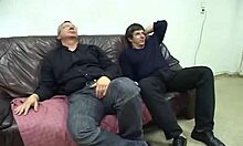 oh man, watch this busty blonde in stockings get gang-banged on cam!