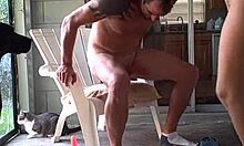 saggy tits beauty rides doggy on wicker chair