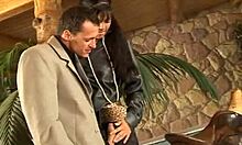 in this amateur scene, the dark-haired girlfriend in black lingerie gets her pussy licked and then dicked hard on camera