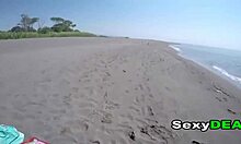 POV amateur video featuring a big booty girlfriend blowing this guy on a beach 😍