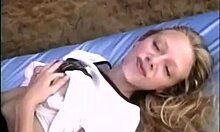 white skirt blonde teen gets drilled doggystyle by hairy dude