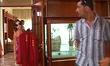 Look at this blonde picking clothes, she's so hot!