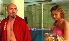 Look at this blonde picking clothes, she's so hot!