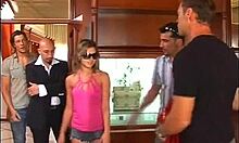 Look at this blonde picking clothes, she's so hot!