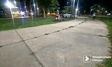 Young teen tricked into anal sex with giant cucumber in the park