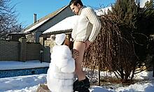 Beautiful Teen 18+ Gives Outdoor BLOWJOB in Snow