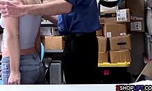 blonde petite teen thief gets caught and banged hard in the office