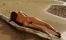 Blonde Model Poses Naked With Long Legs