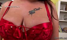 Girlfriend explores with black toy in stockings