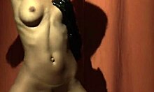 ebony hottie in latex gloves shows her tight body