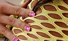 Beautiful Brunette Babe Poses in Mesh Bodysuit Teasing Shaved Pussy