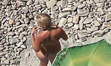 Naked Blonde Flaunts Her Big Ass in Water at Beach