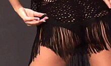 Wow, hat-wearing cutie strips to show shaved pussy!